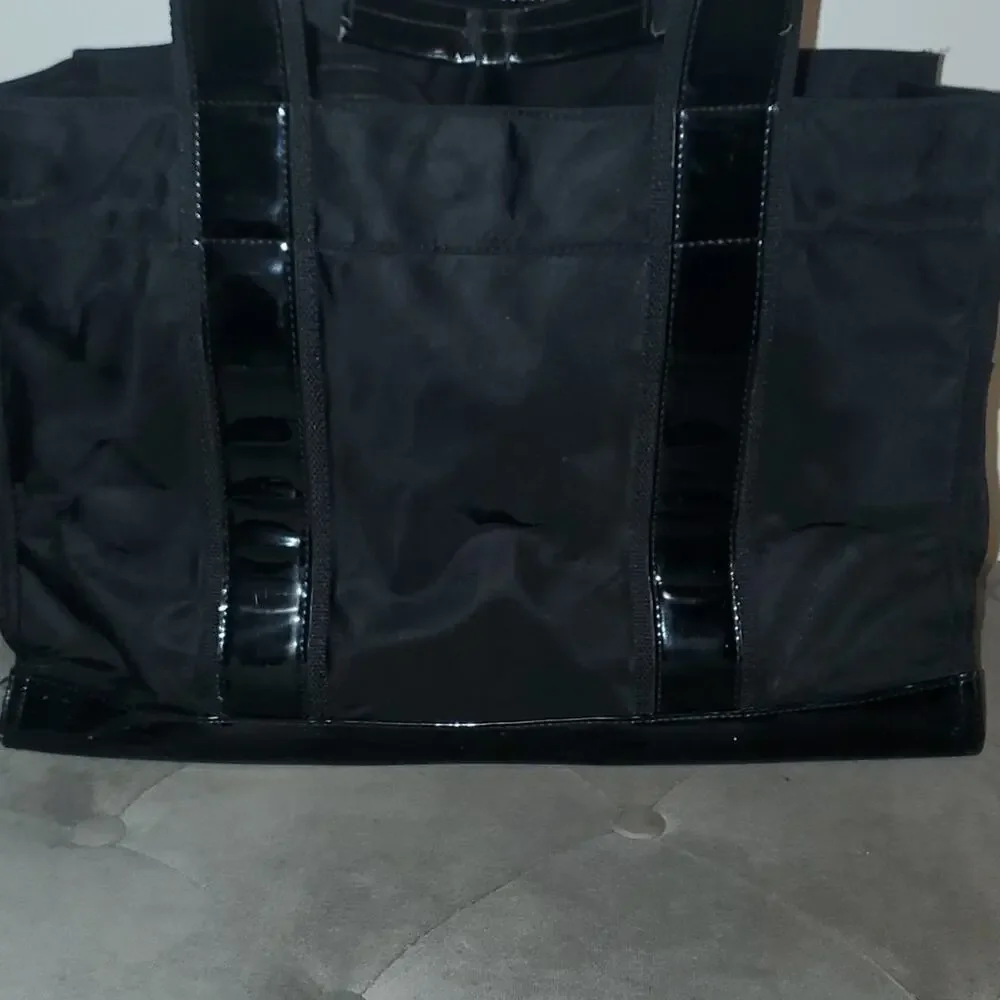 Tory Burch Black Nylon and Leather Ella Tote EUC